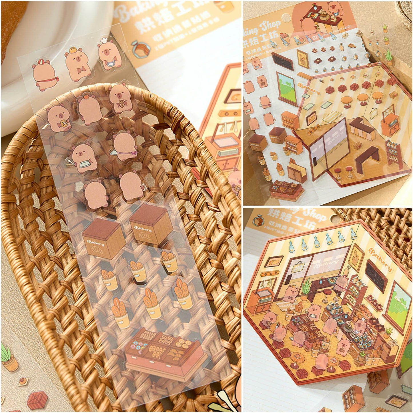 Zxvskr 8 Sets DIY 3D House Stickers Cartoon Colourful Convenience Fruit Flower