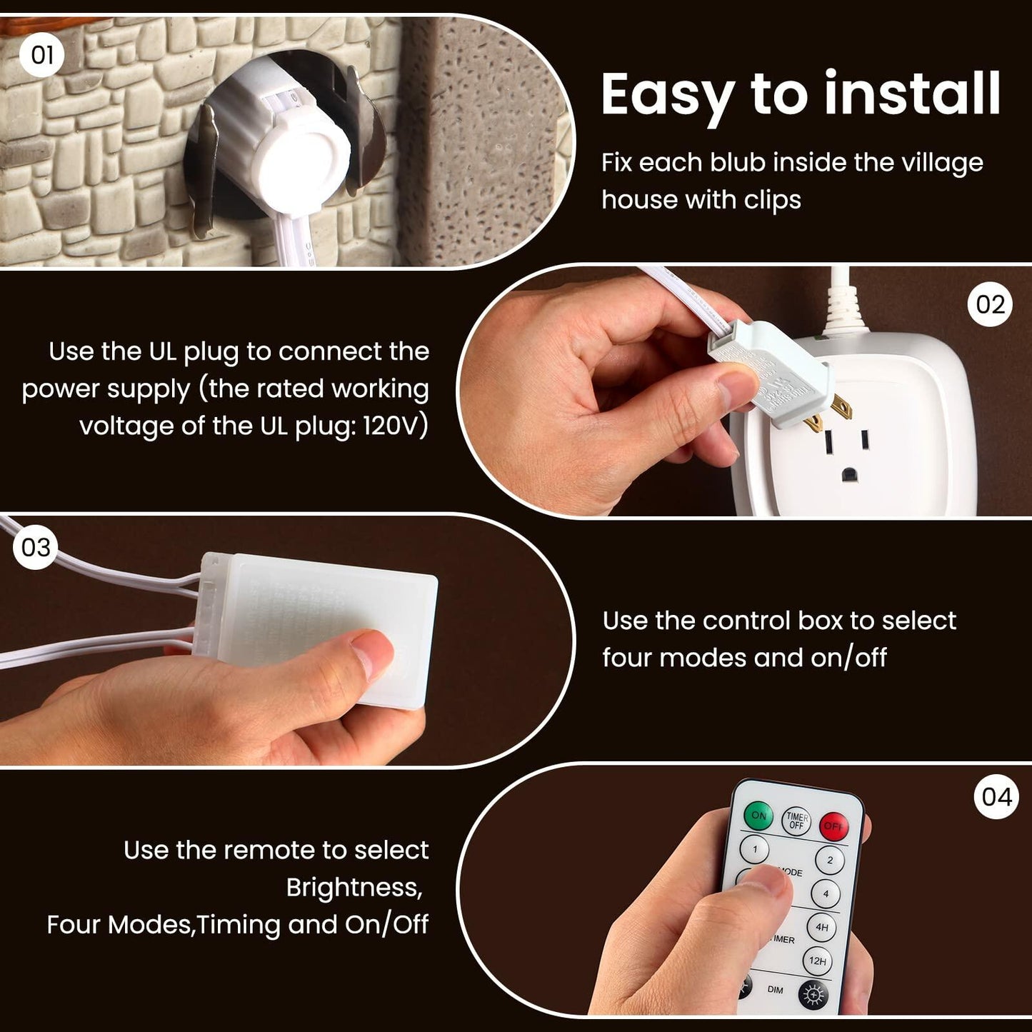 Rumsheme Remote Control Lighting System 4.9Ft Cord 2LED Warm White 2 Pack