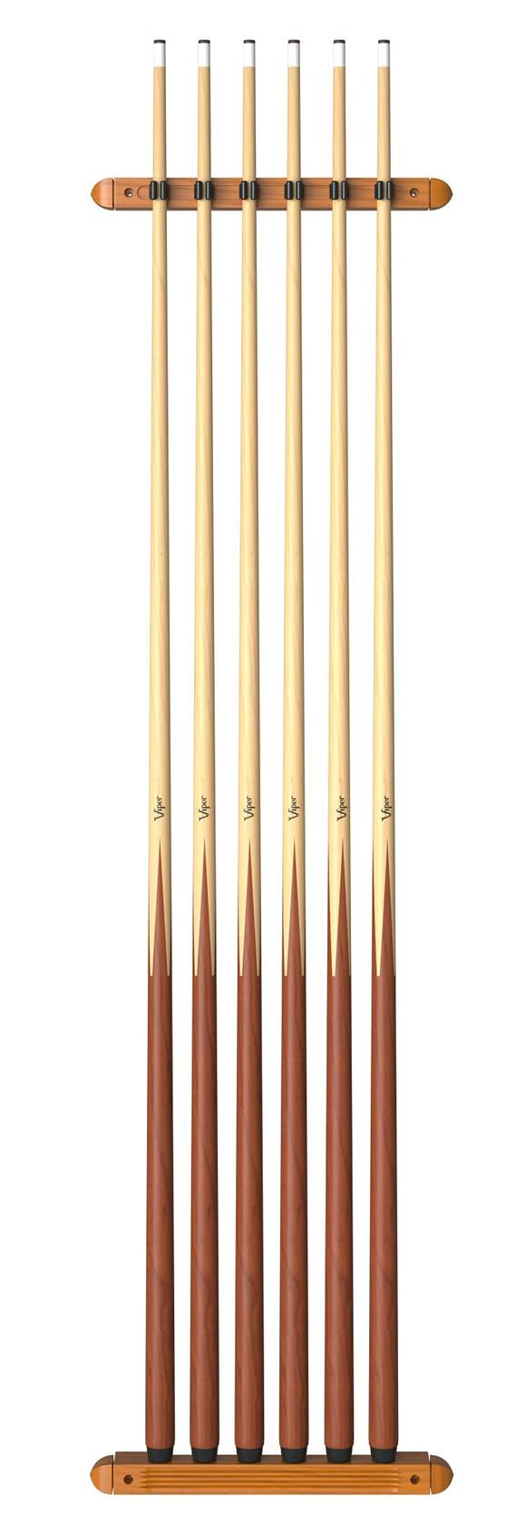 Fat Cat 2-Piece Wall Mounted Hardwood Billiard Cue Rack Holds 6 Cues