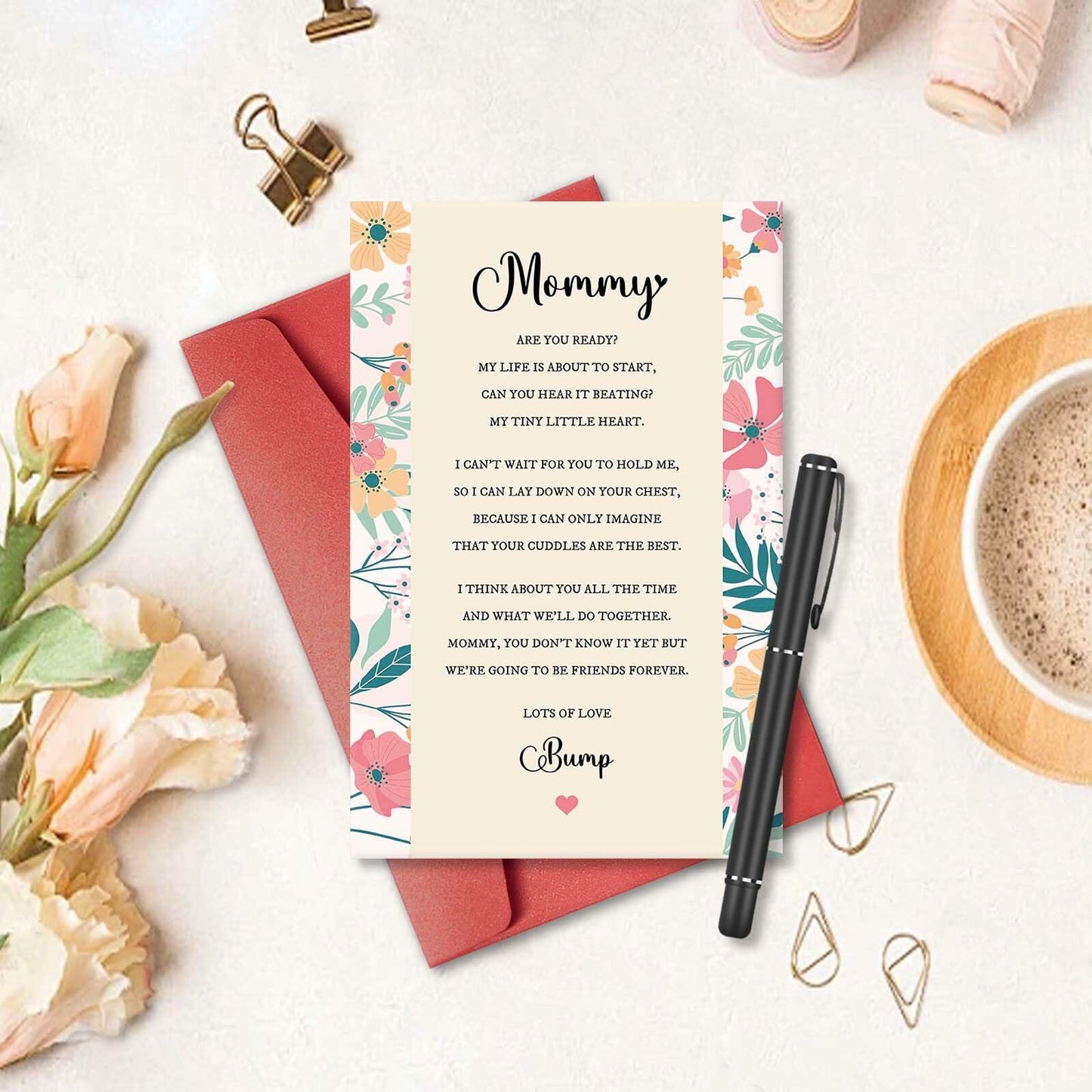 hvdler Poem Mother's Day Card for New Mom First Mother's Day Card White