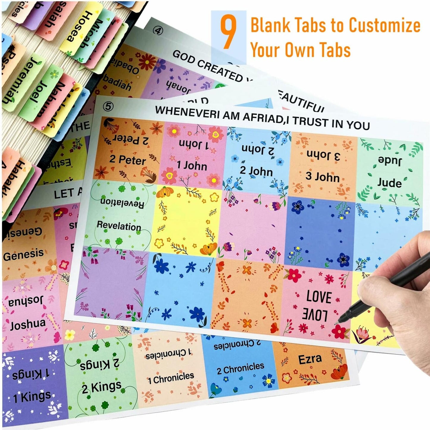 Hayodo Laminated Bible Tabs 75 Index Tabs Multicolor Easy Navigation