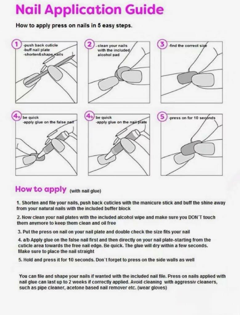 Generic Gel Press-On False Nails Set Purple Gold Glitter 10pcs