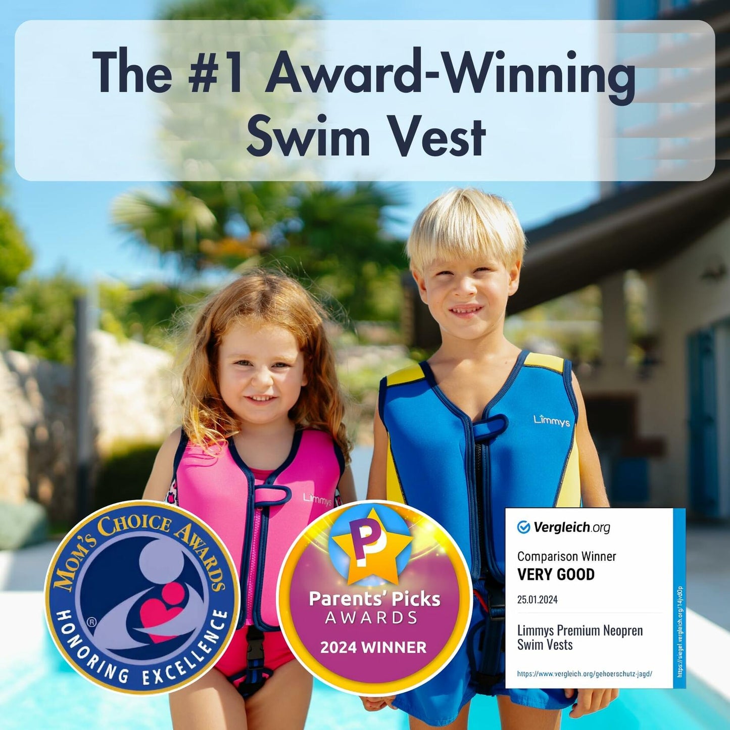 Limmys Premium Kids Swim Vest Toddler Buoyancy Aid with Drawstring Bag