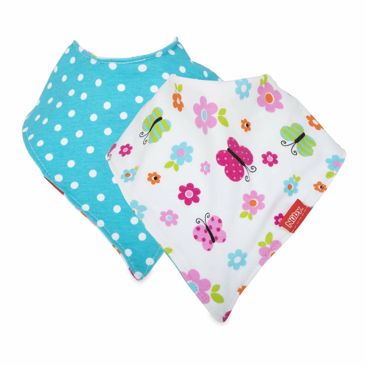 Nuby 2 Pack Bandana Bibs Super Absorbent Dribble Catcher for Girls