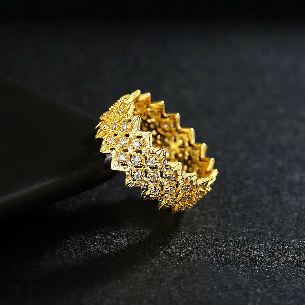 Mozume 14K Gold Plated Sterling Silver Ring Eternity Band (Gold 2, 8)