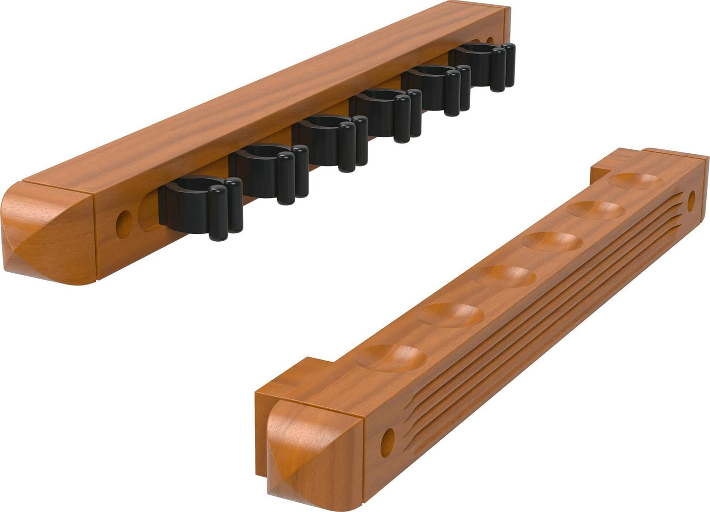 Fat Cat 2-Piece Wall Mounted Hardwood Billiard Cue Rack Holds 6 Cues