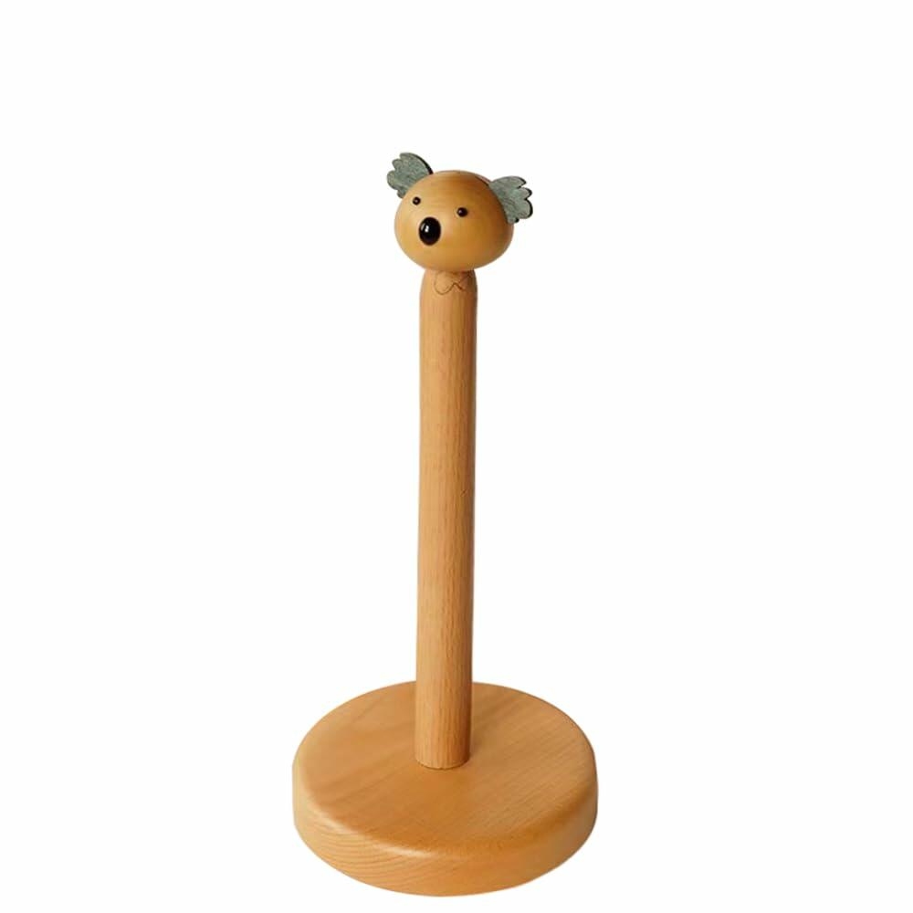 GUDINGHENG Wooden Paper Towel Holder Koala Design Free Standing Stand
