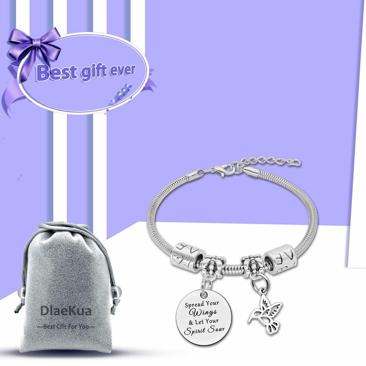 DlaeKua Silver Bracelet Hummingbird Jewelry Christmas Gift Women