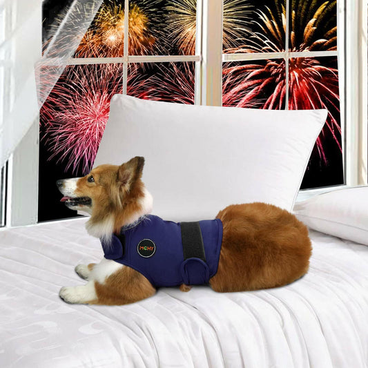 MCHY Dog Anxiety Vest, Anxiety Relief for Dogs, Dog Calming Coat (Navy M)