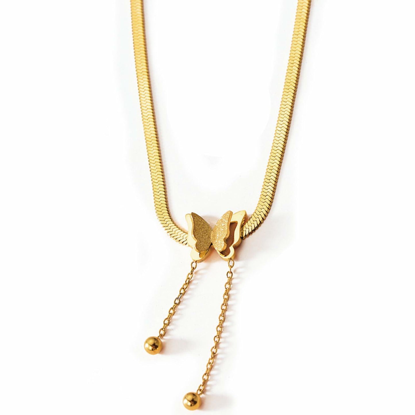 18K Gold Butterfly Necklace for Women Elegant Jewelry Gift Box Included