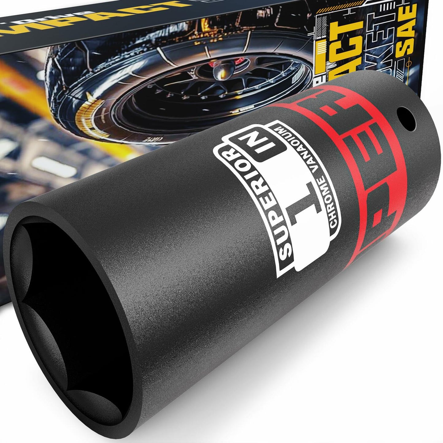 Aiourx 1/2" Drive Impact Socket 1" Deep 6 Point CR-V SAE for Car Repair