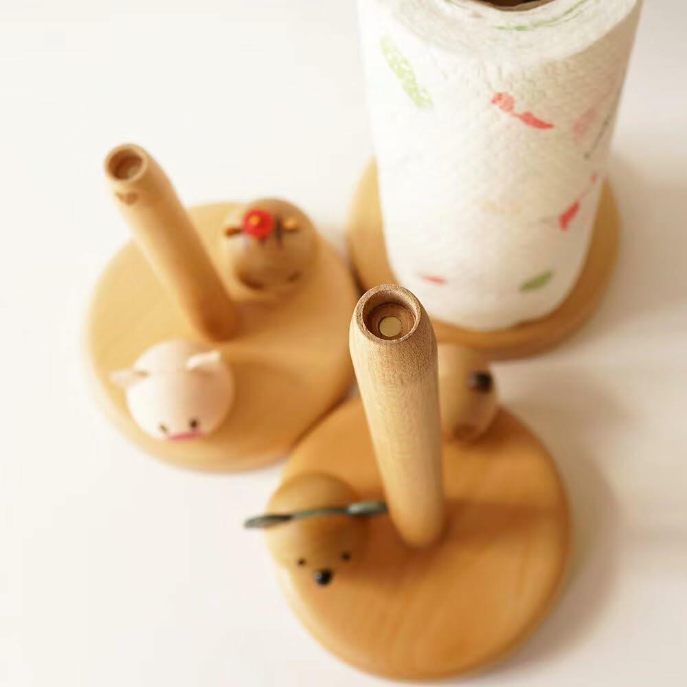 GUDINGHENG Wooden Paper Towel Holder Koala Design Free Standing Stand