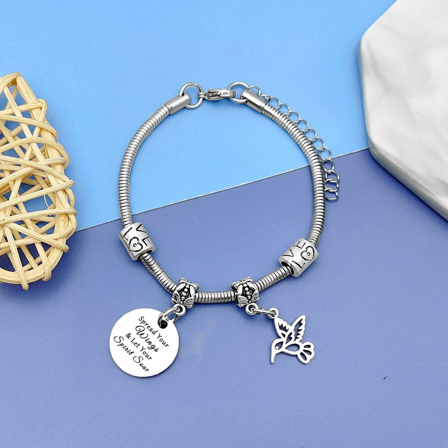 DlaeKua Silver Bracelet Hummingbird Jewelry Christmas Gift Women