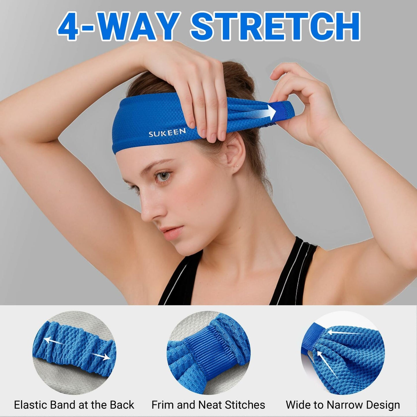 Sukeen Workout Headbands for Women Non Slip Sweat Bands 3 Pack Sports