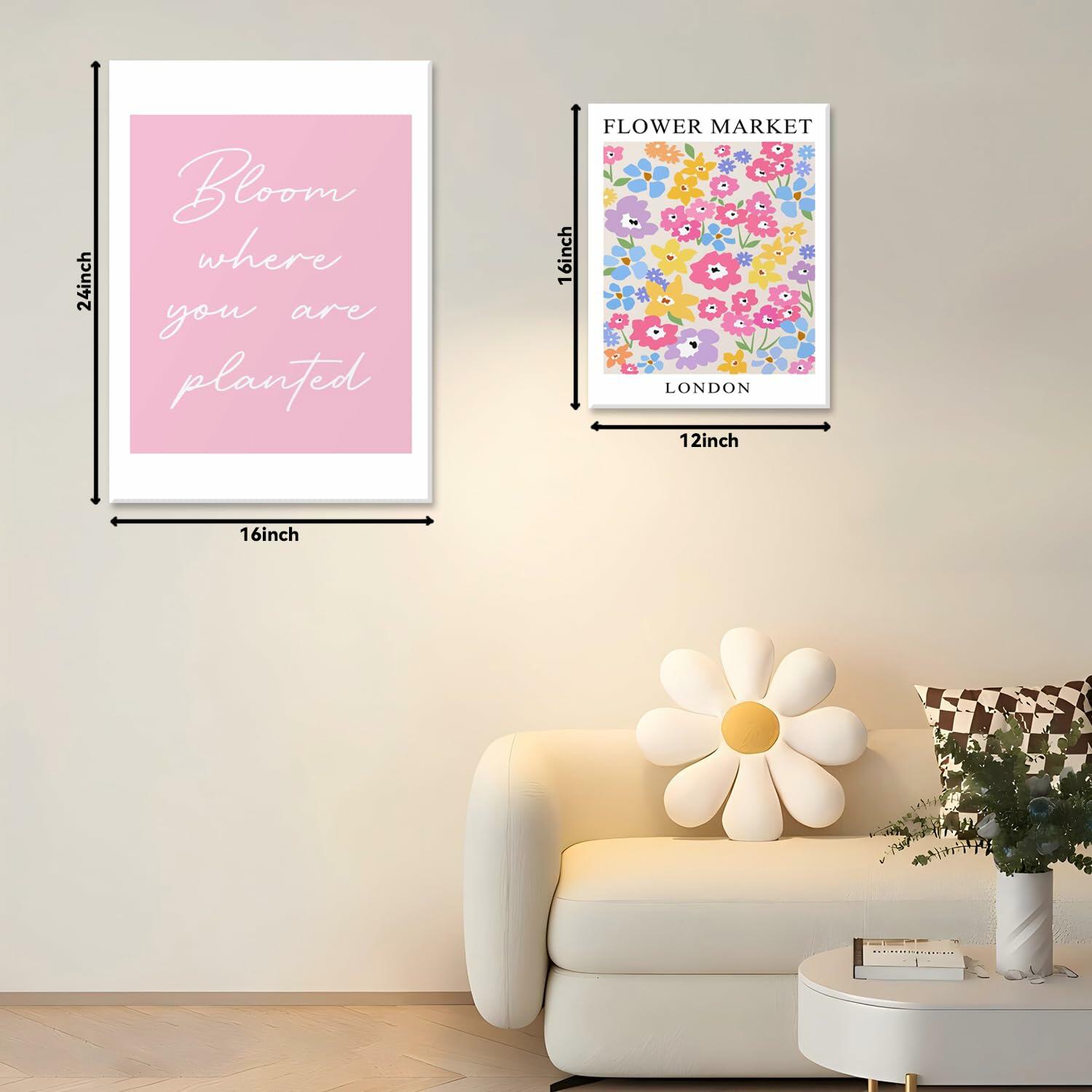 NOSUO Pink Wall Art Set of 3 Matisse Flowers Vintage Canvas 12x16 Inch Framed