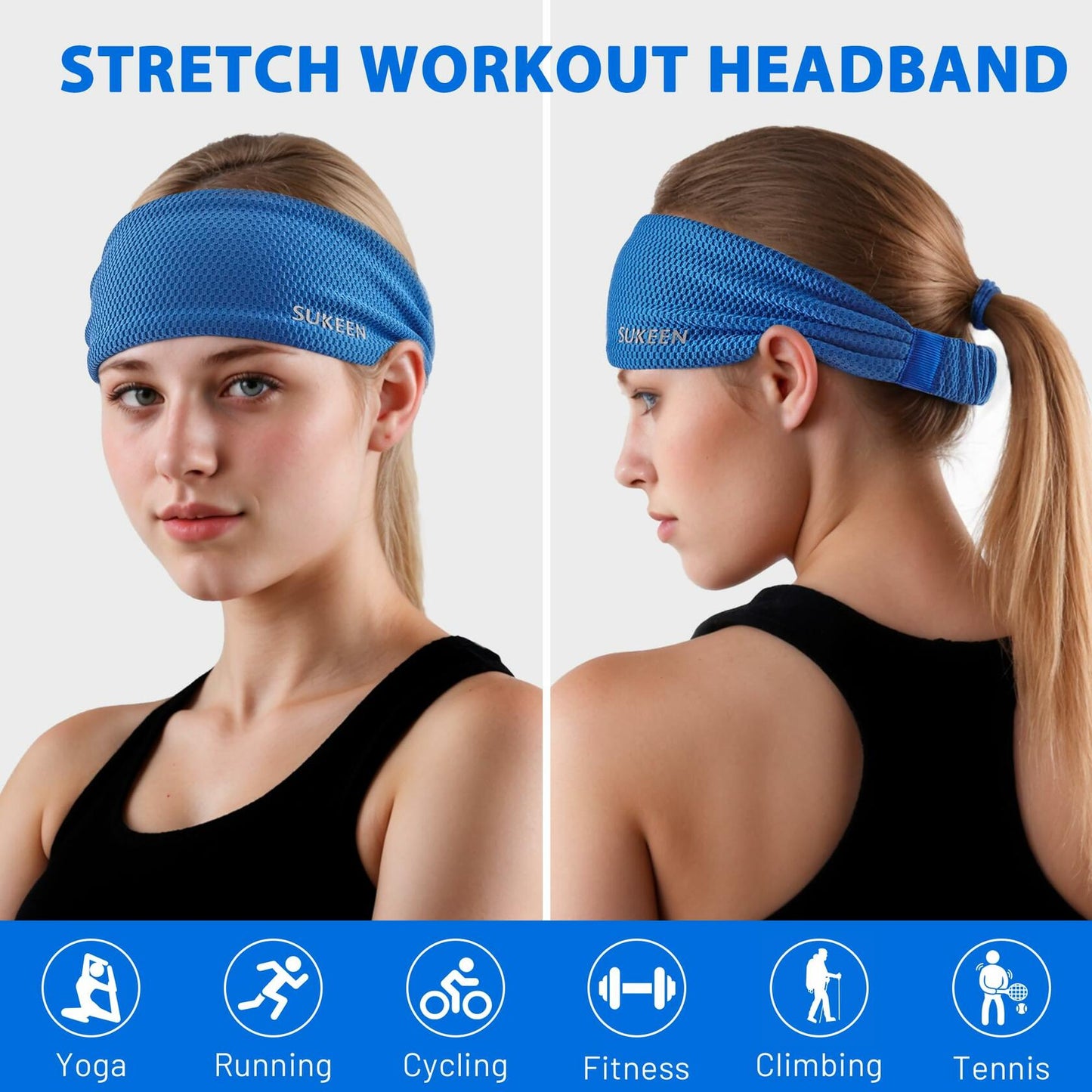 Sukeen Workout Headbands for Women Non Slip Sweat Bands 3 Pack Sports