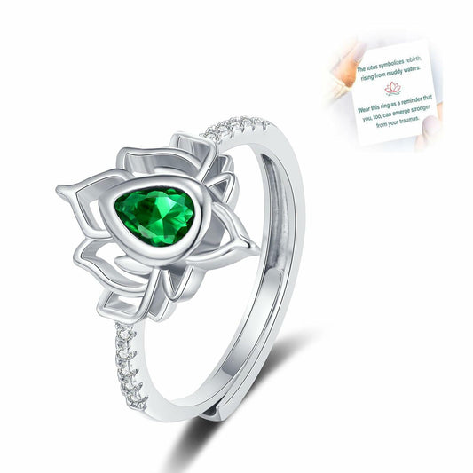 XMTYQ S925 Silver Lotus Flower Zircon Inspirational Ring Silver
