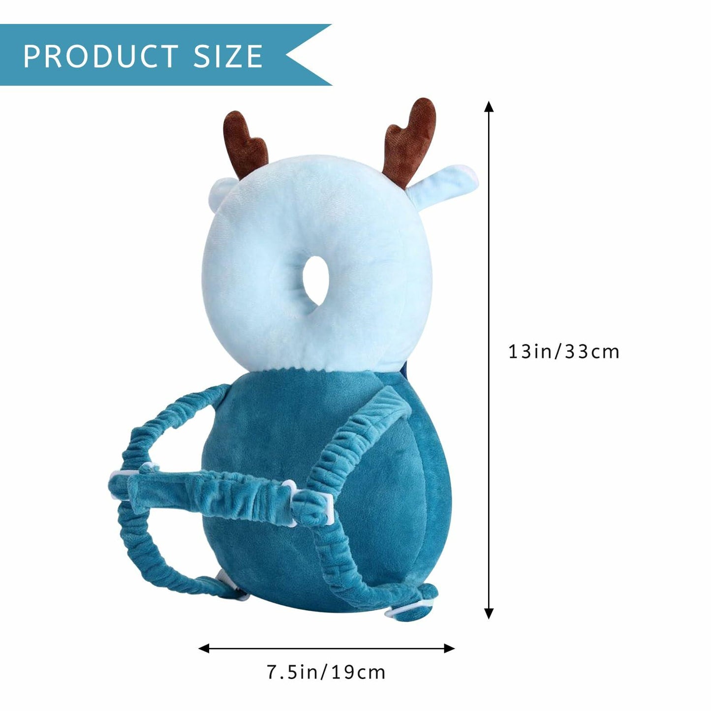 Loisdaro Baby Head Protector Adjustable Backpack Safety Mat Blue Deer