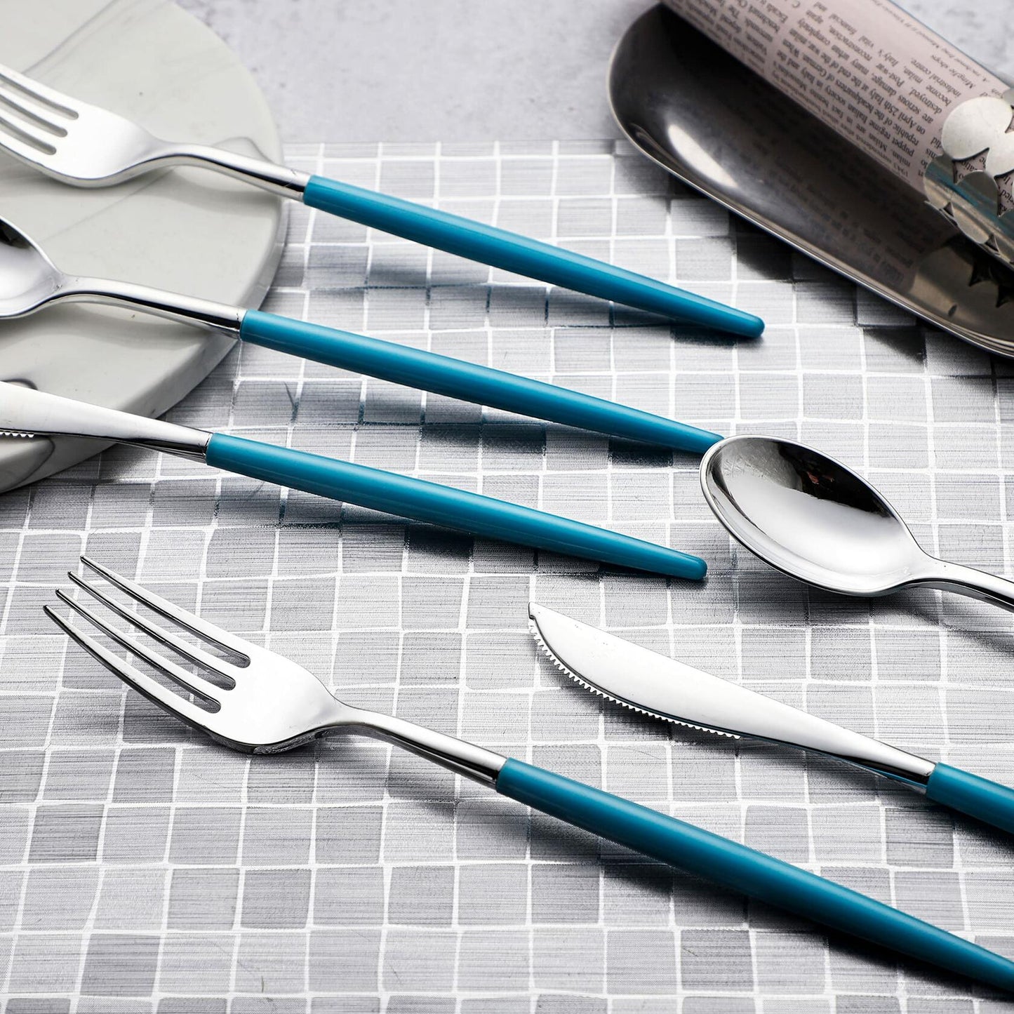 WELLIFE 120pcs Rose Gold Plastic Cutlery Set Forks Knives Spoons Party