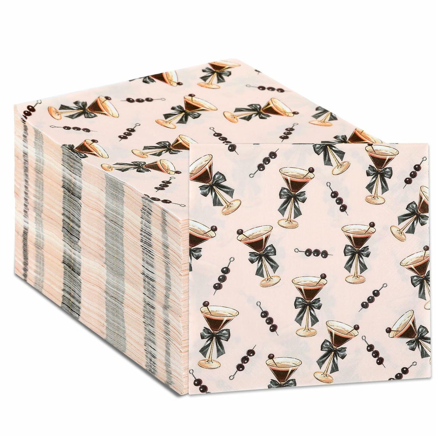CHUNNIN Espresso Martini Napkins 50 PCS Brown Pink Disposable Paper Party