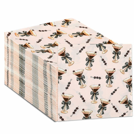 CHUNNIN Espresso Martini Napkins 50 PCS Brown Pink Disposable Paper Party
