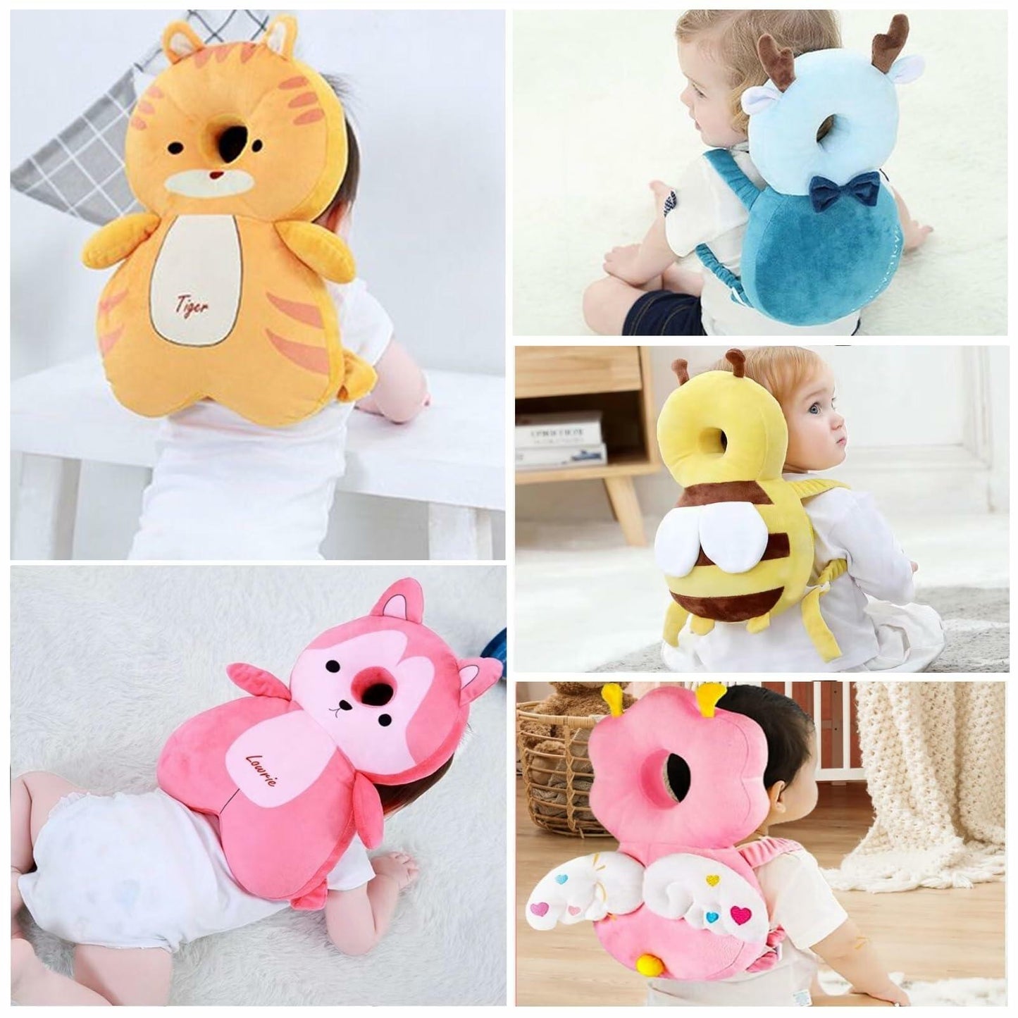 Loisdaro Baby Head Protector Adjustable Backpack Safety Mat Blue Deer