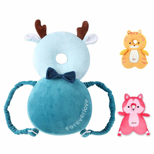Loisdaro Baby Head Protector Adjustable Backpack Safety Mat Blue Deer