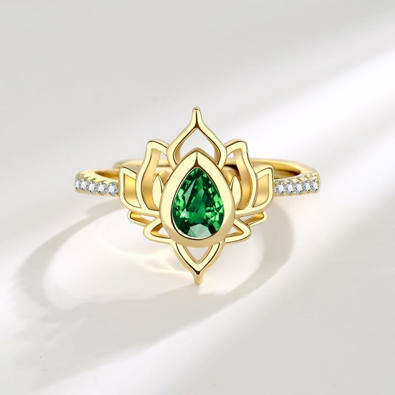 XMTYQ S925 Silver Lotus Flower Zircon Inspirational Ring Silver