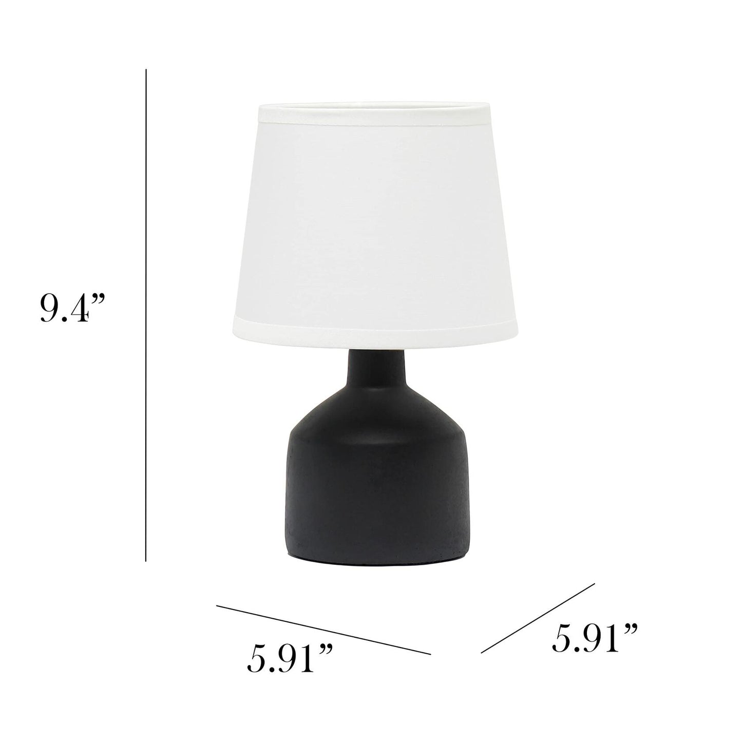 Simple Designs LT2080-BLK Mini Bocksbeutal Concrete Table Lamp Black