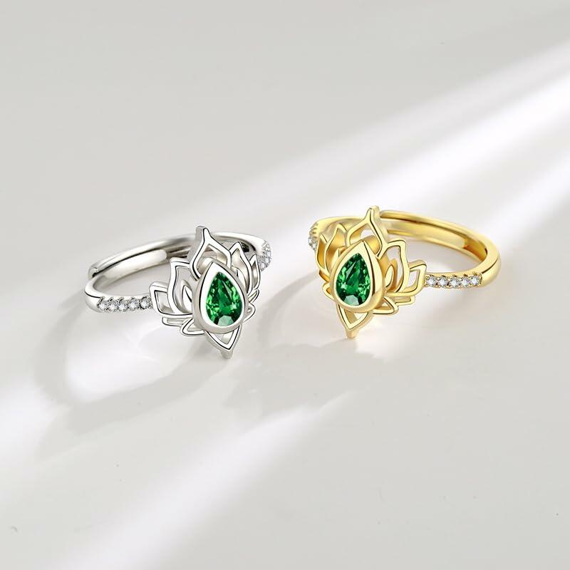 XMTYQ S925 Silver Lotus Flower Zircon Inspirational Ring Silver