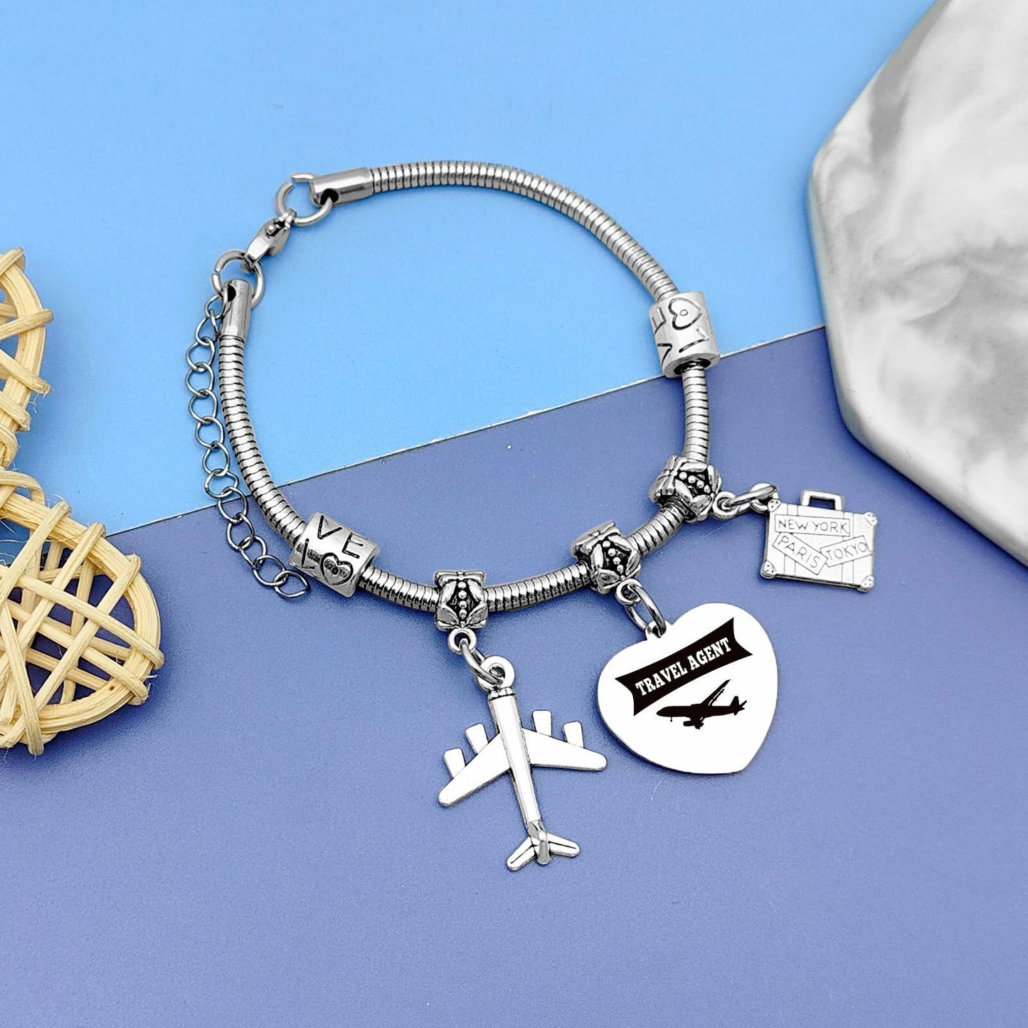 DlaeKua Travel Lover Stainless Steel Bracelet Women Memories Along The Way