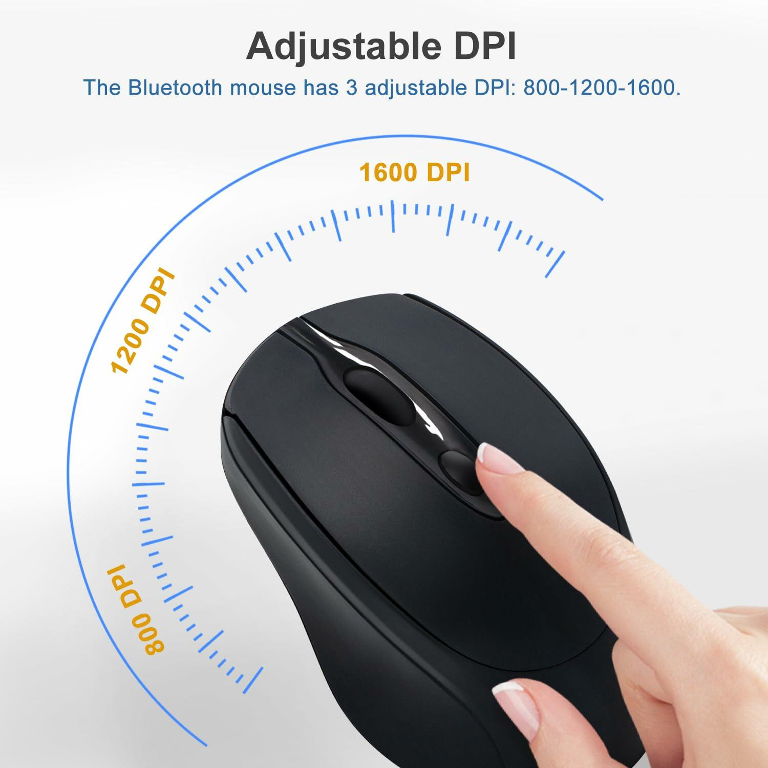 W-PROLUD Wireless Mouse Bluetooth 5.2 2.4G Dual Mode Ergonomic Pink