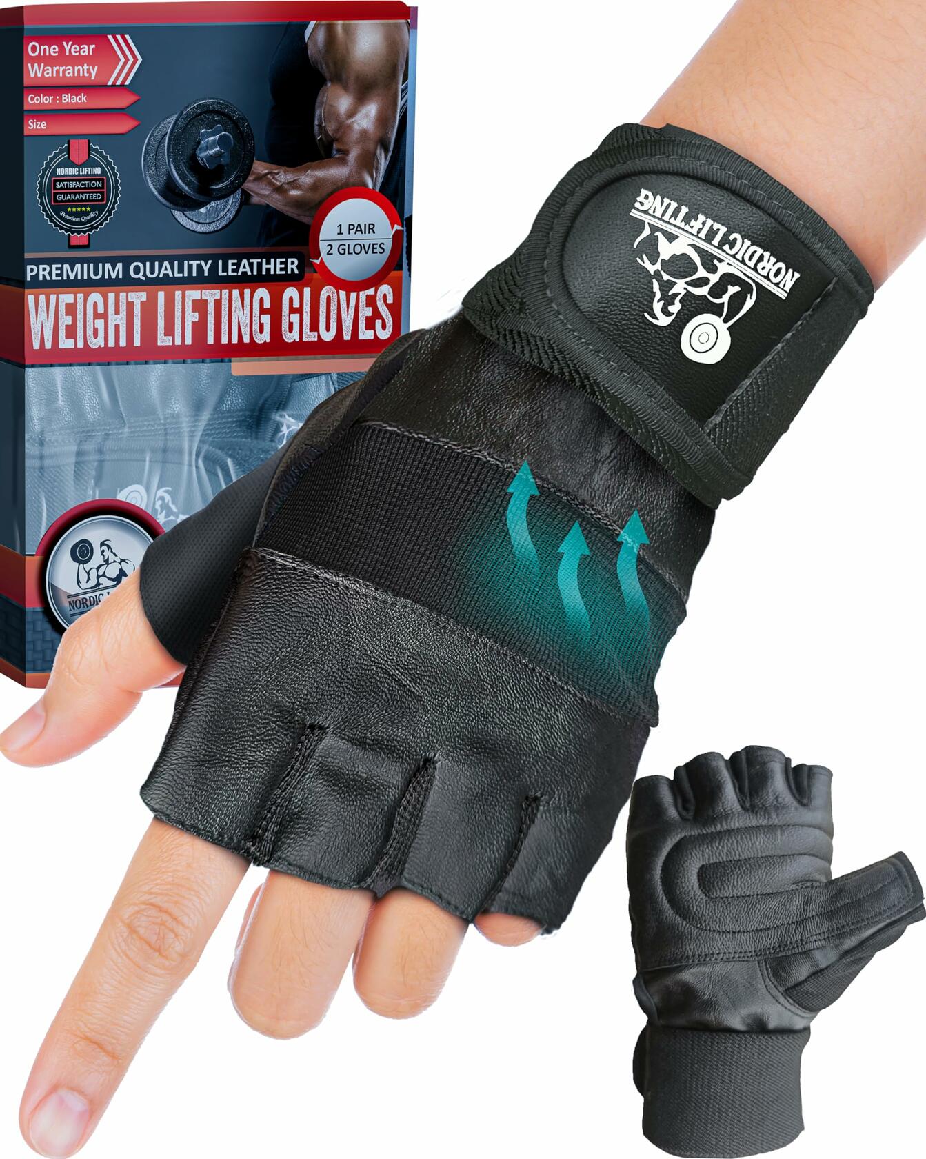 Nordic Lifting Weight Lifting Gloves with 12" Wrist Support XS
