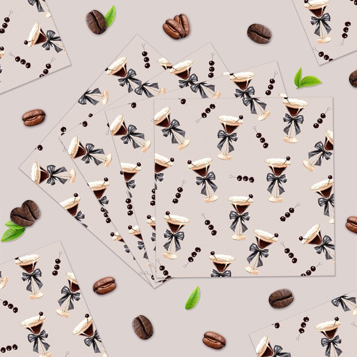 CHUNNIN Espresso Martini Napkins 50 PCS Brown Pink Disposable Paper Party