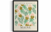 HomeArtPrint Maine Flower Market Botanical Floral Poster 8x10 Unframed
