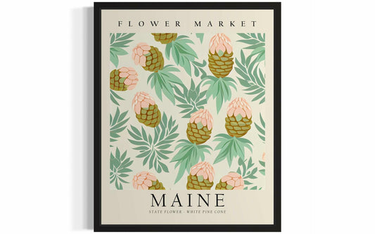 HomeArtPrint Maine Flower Market Botanical Floral Poster 8x10 Unframed