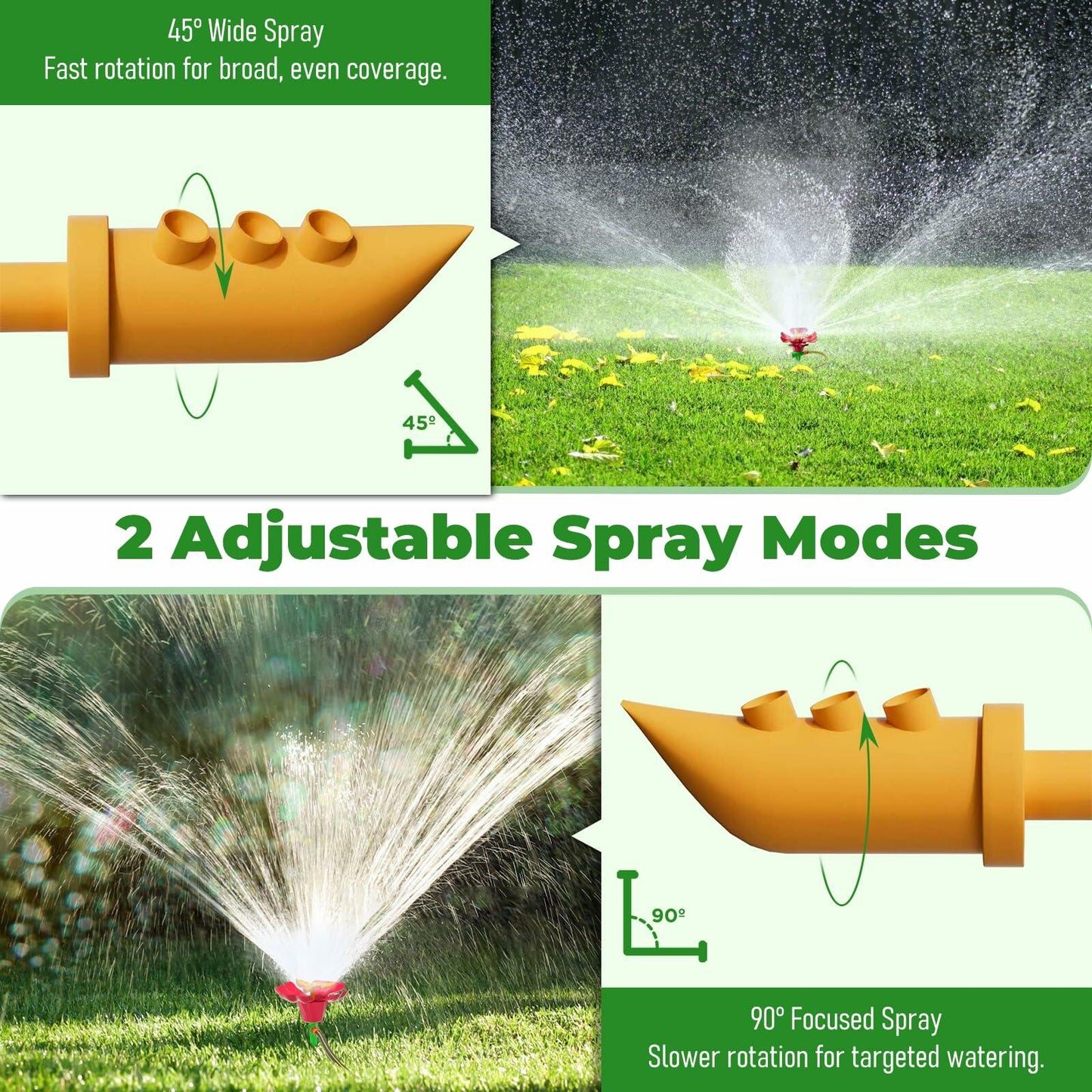 IcyByte Rotating Flower Garden Sprinkler Adjustable Spray Modes Red 8.66"