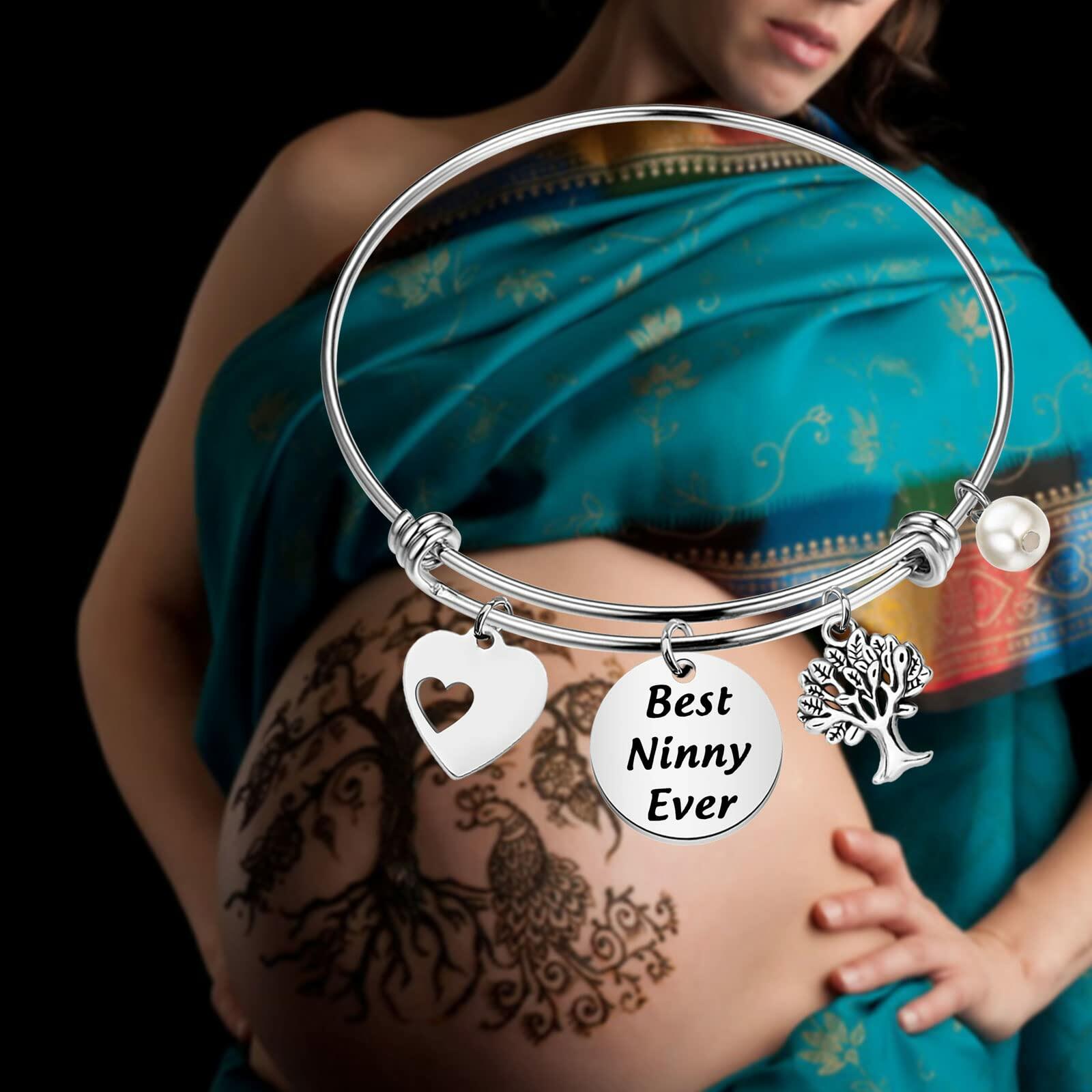 FEELMEM Best Ninny Ever Family Tree Bracelet Stainless Steel Box Chain