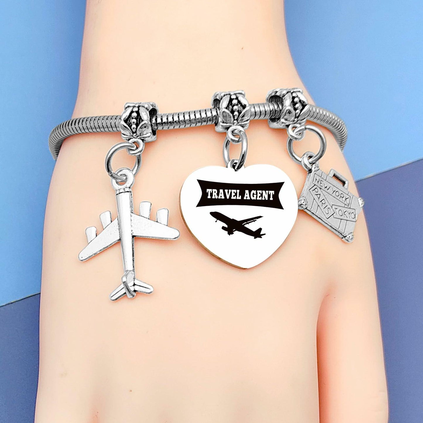 DlaeKua Travel Lover Stainless Steel Bracelet Women Memories Along The Way