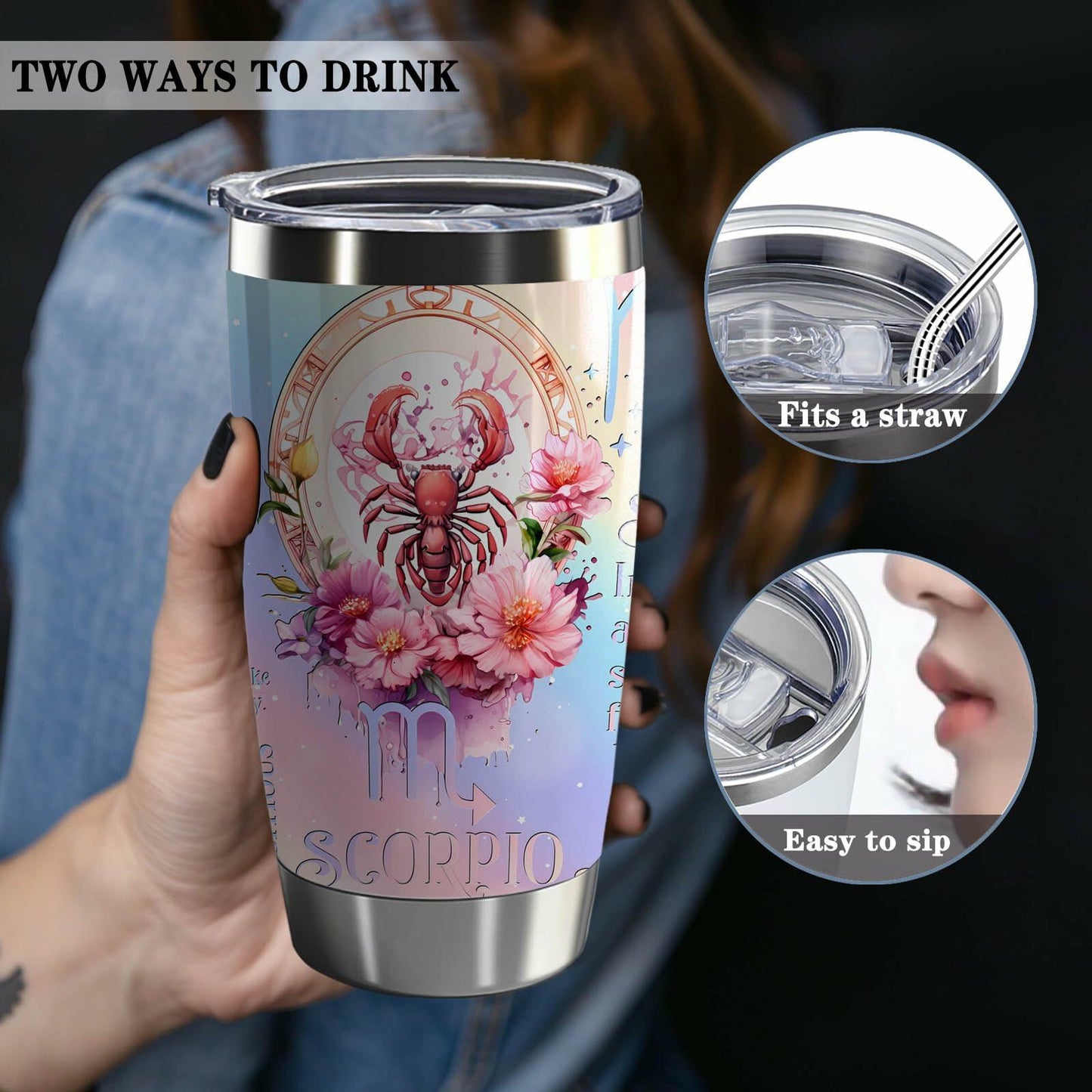 LLKJHGE Scorpio Zodiac 20oz Stainless Steel Insulated Tumbler with Lid