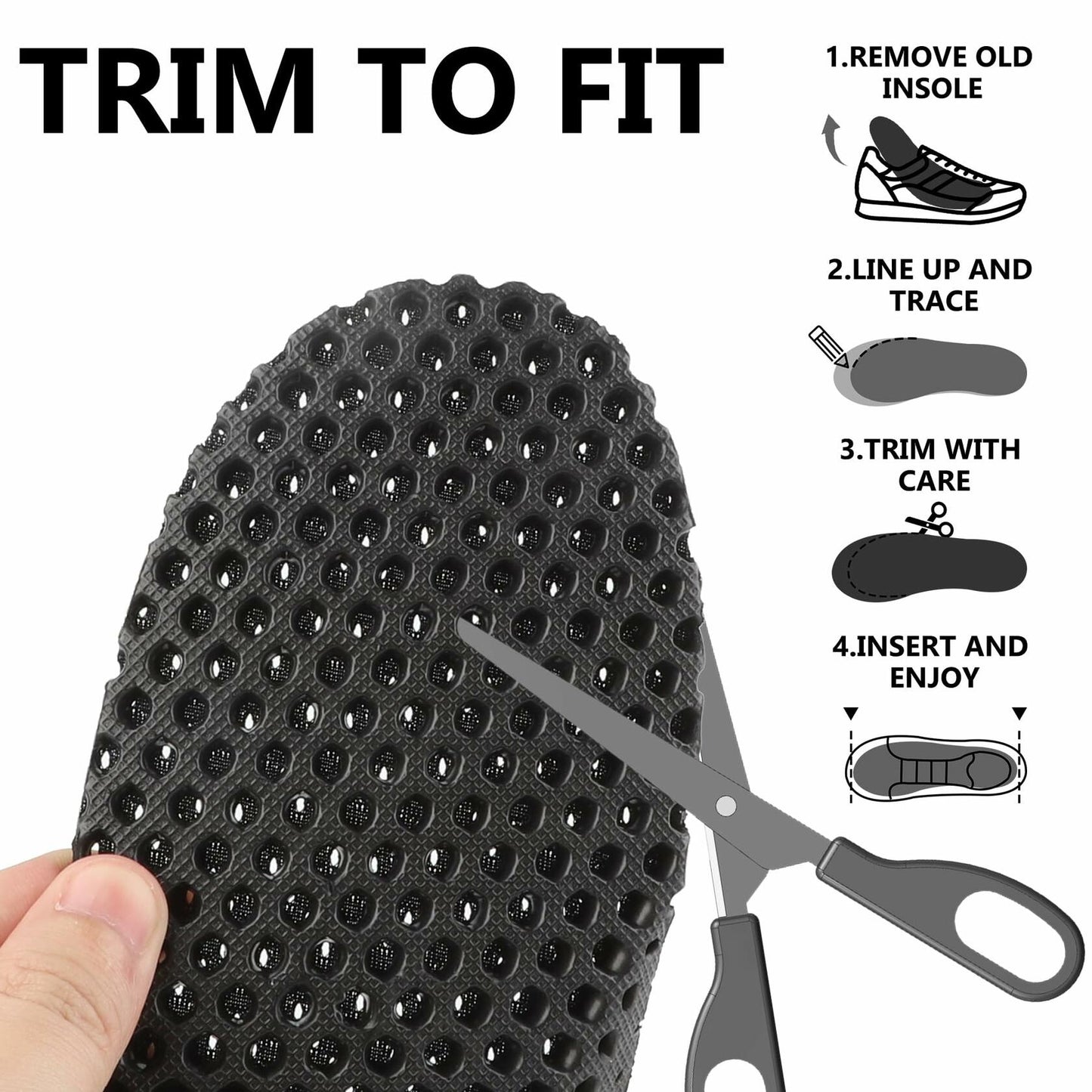 riemot Arch Supports Orthotics Sport Shoe Insoles 2 Pairs Grey Size US14/EU47