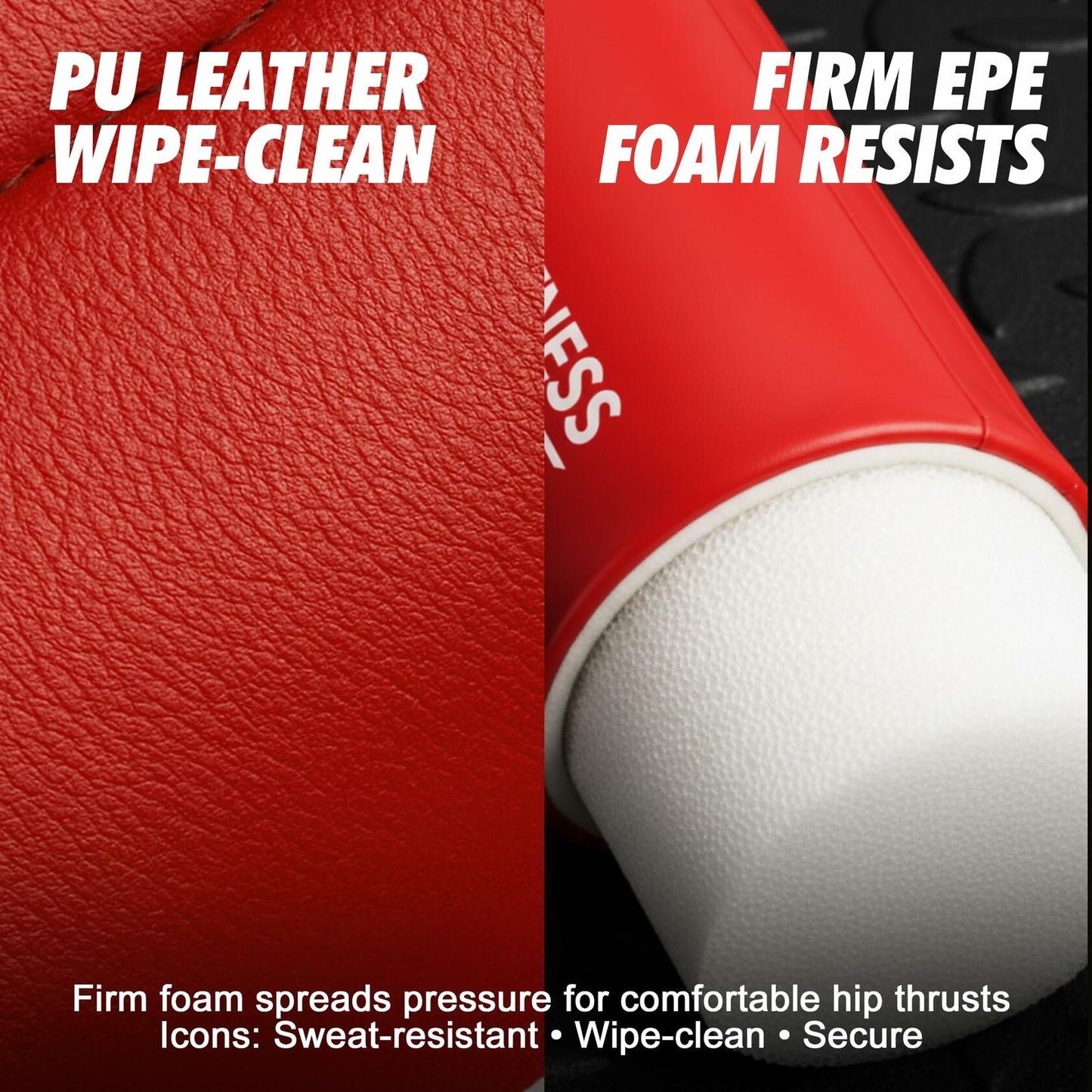 JSM FITNESS Hip Thrust Barbell Pad Extra Thick Bar Cushion Black