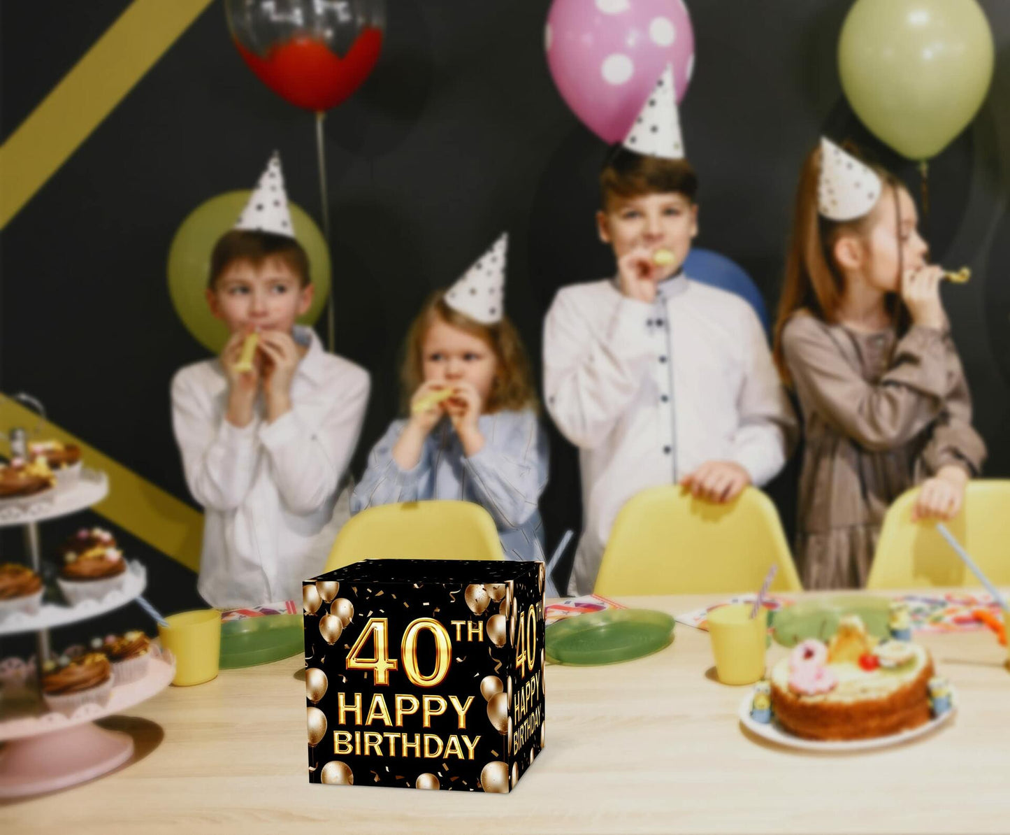 Keydaat 40th Birthday Card Box Black Gold Party Supplies Money Box 1 PC