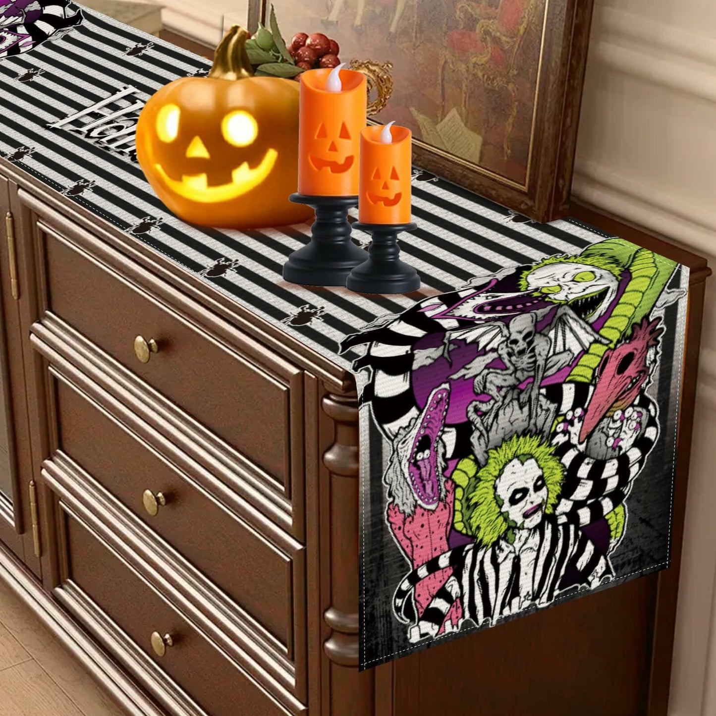 Halloween Table Runner Black Seasonal Party Decor 13x72 Inch