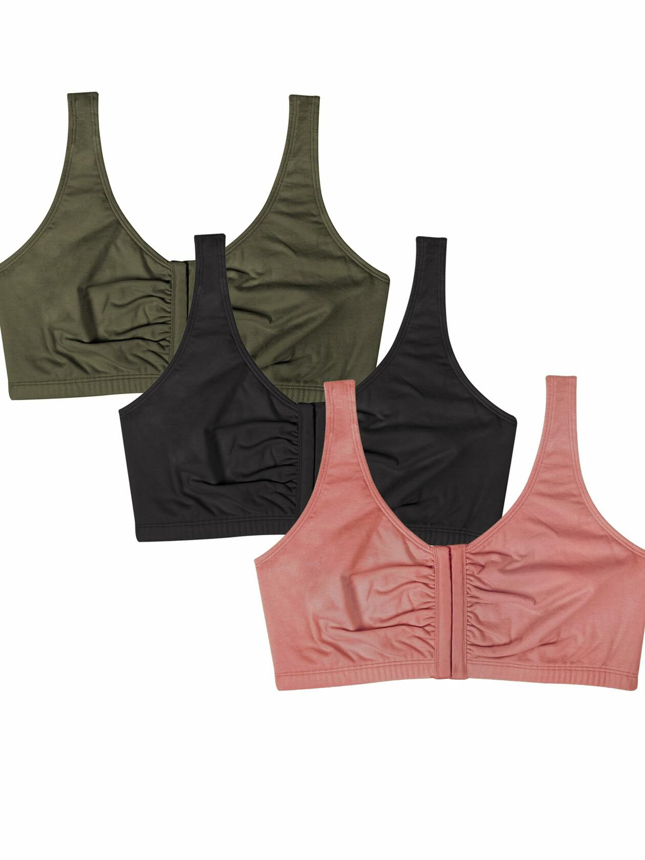 Fruit of the Loom 3 Pack Women’s Front Close Cotton Sports Bra Size 36