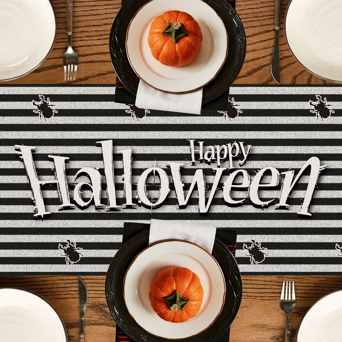 Halloween Table Runner Black Seasonal Party Decor 13x72 Inch