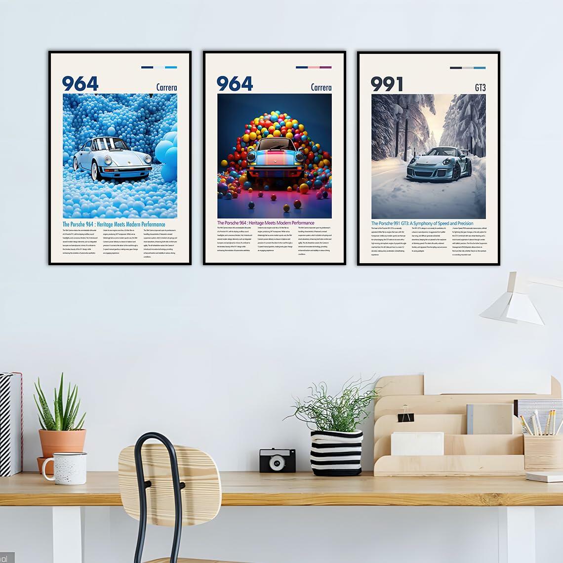 YofAb 911 GT Turbo Car Poster Canvas Wall Art Unframed 12x18 Black