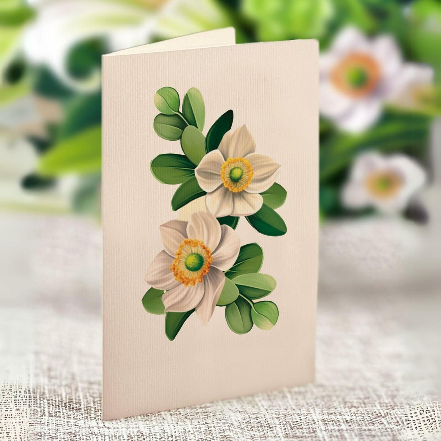 Freshcut Paper 3D Pop Up Card Ivory & Sage 12" Forever Flower Bouquet