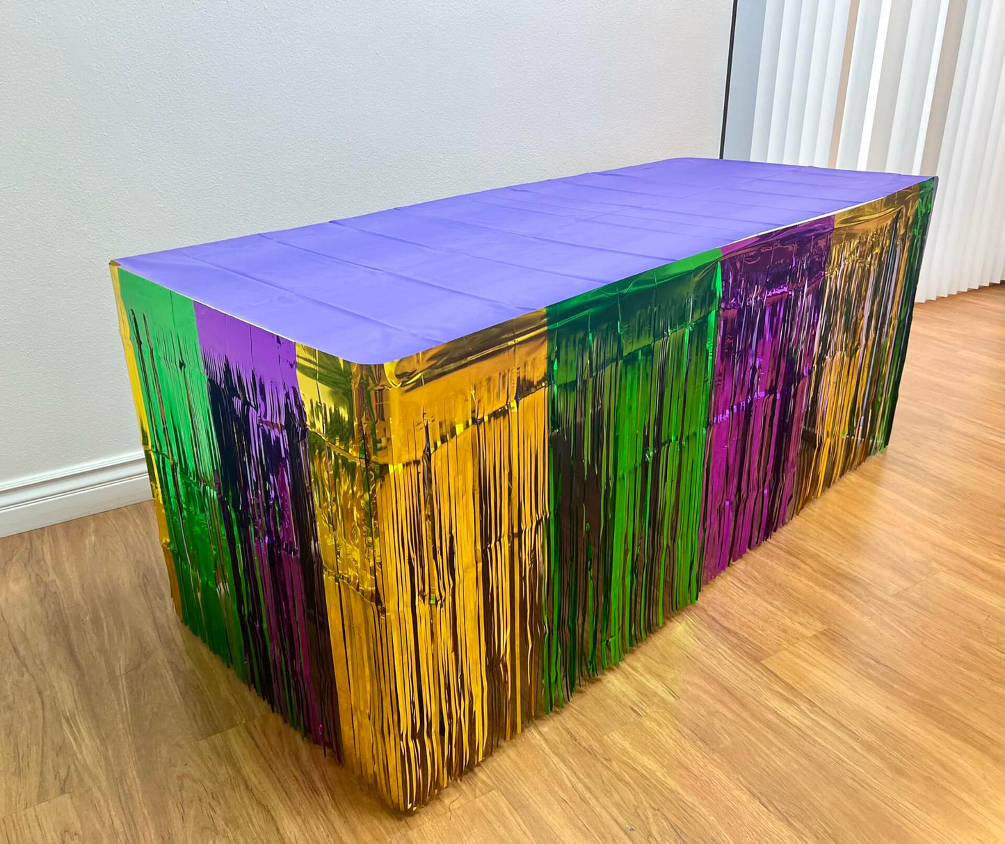 GiftExpress 2-Pack Mardi Gras Metallic Fringe Table Skirts Purple Foil Fringe