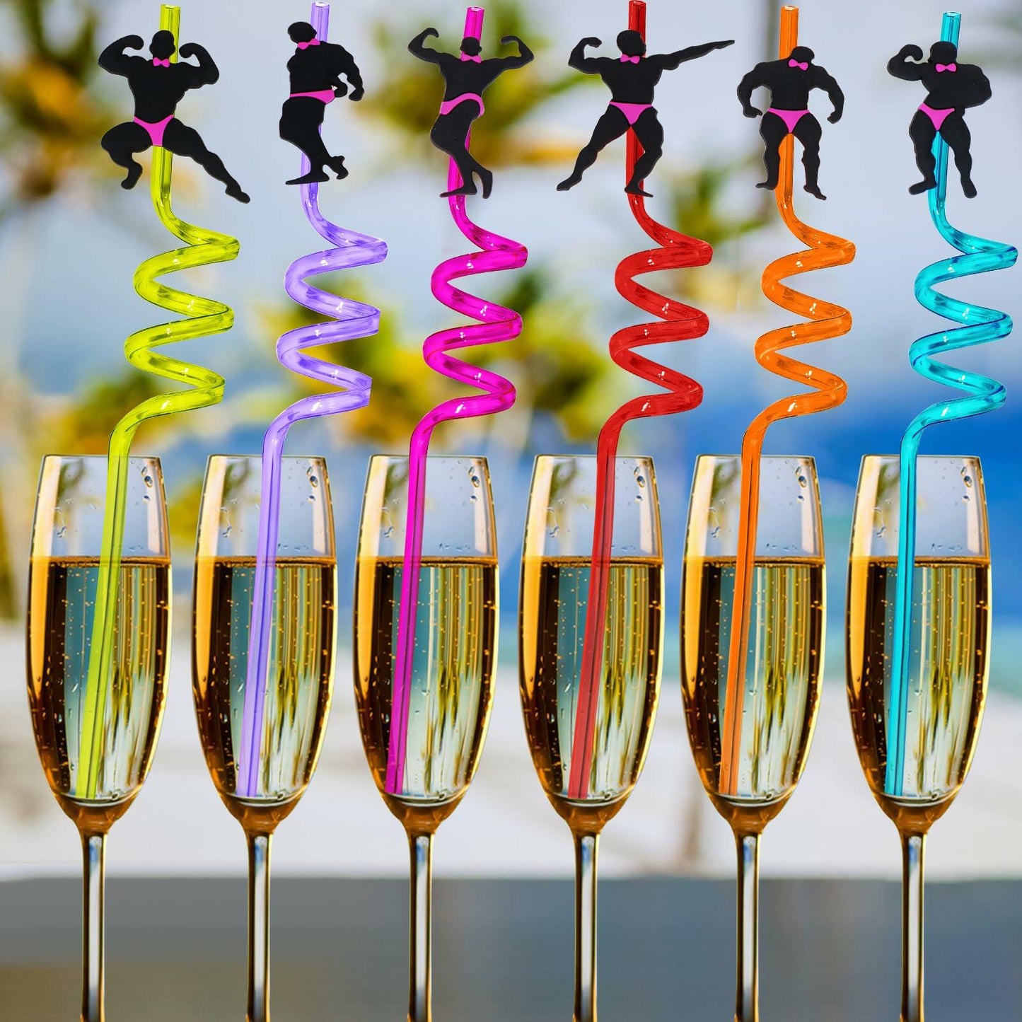 AYINOBY 24 Reusable Bachelorette Party Straws with 2 Cleaning Brushes Plastic